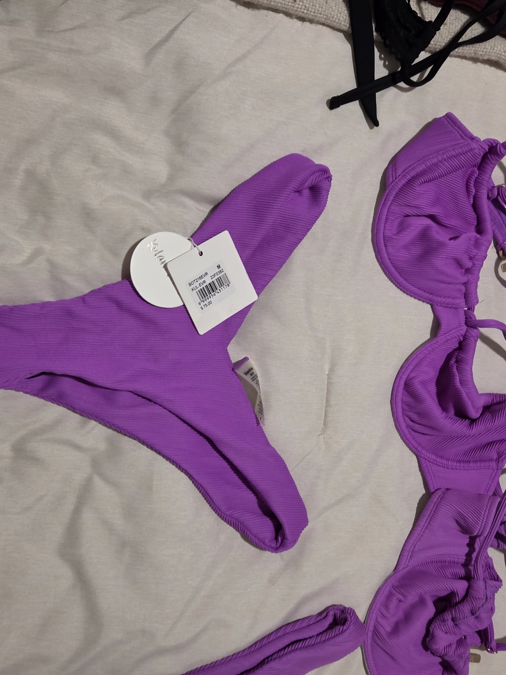 Kulani Kinis Vibrant Purple Ribbed Bikini Set
